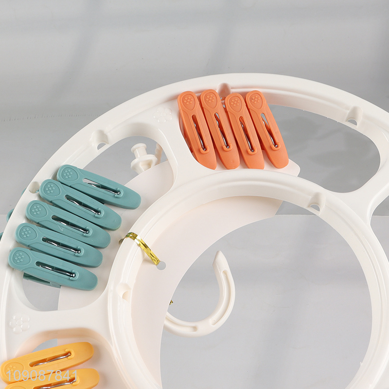 Good price windproof round plastic multifunctional drying hanger socks rack