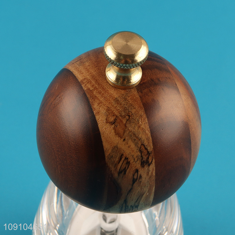 Wholesale Wood Salt and Pepper Grinder Refillable Glass Salt Shaker Pepper Mill