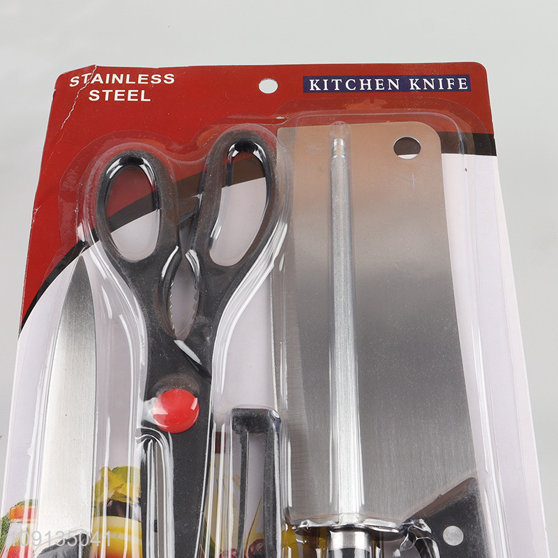 Good price home restaurant stainless steel kitchen knife scissors set