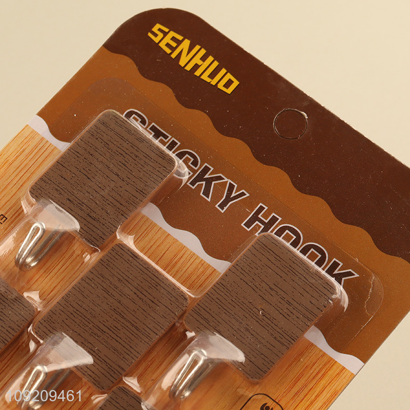 Good Quality 5 Pack Wood Grain Wall Hooks Sticky Hooks for Kitchen