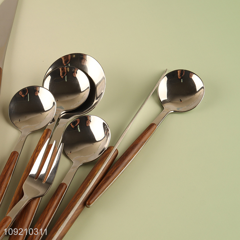 Wholesale Stainless Steel Flatware Silverware Set With Wood Grain Handle