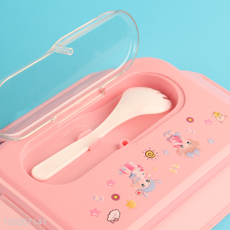 Top sale 3compartment kids portable plastic lunch box set wholesale