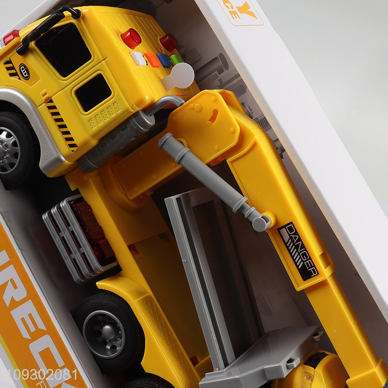 Online wholesale inertial transport truck toys with lights and sounds