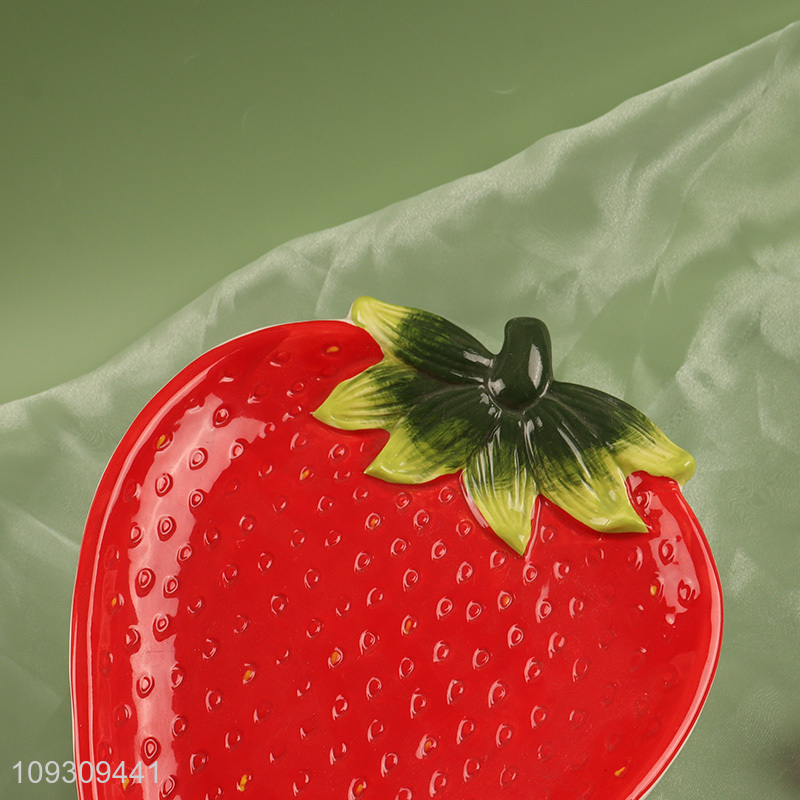 Top quality strawberry shape ceramic plate fruit plate