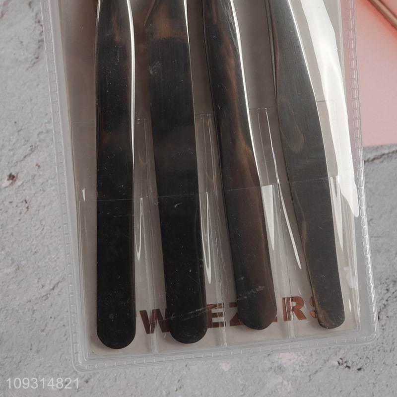 China supplier 4pcs eyebrow tweezers set for makeup tool