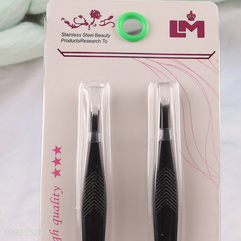New arrival black 2pcs eyebrow tweezers eyebrow clamps set