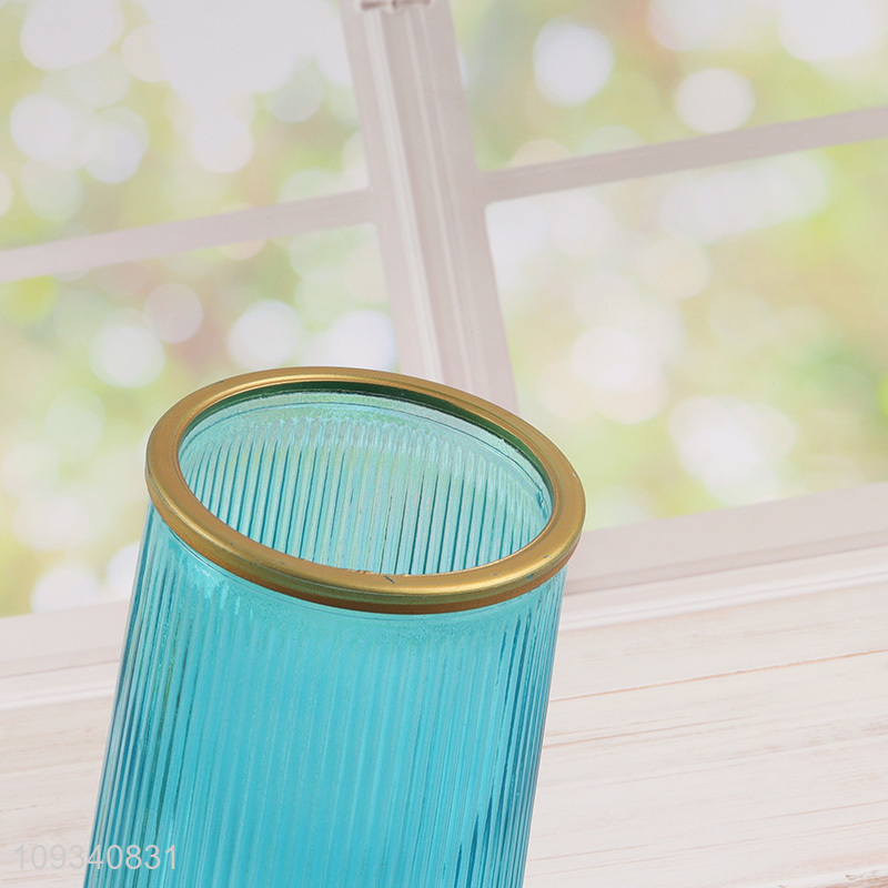 New product blue glass hydroponic vase flower vase