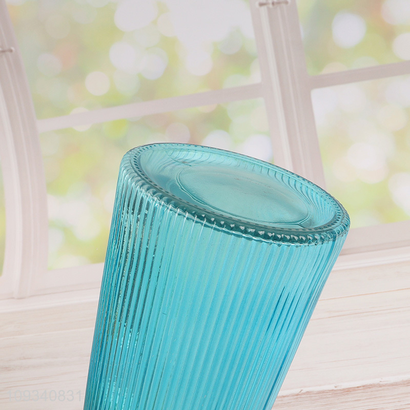 New product blue glass hydroponic vase flower vase