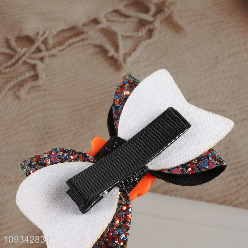 China wholesale Halloween glitter bow hair accessories