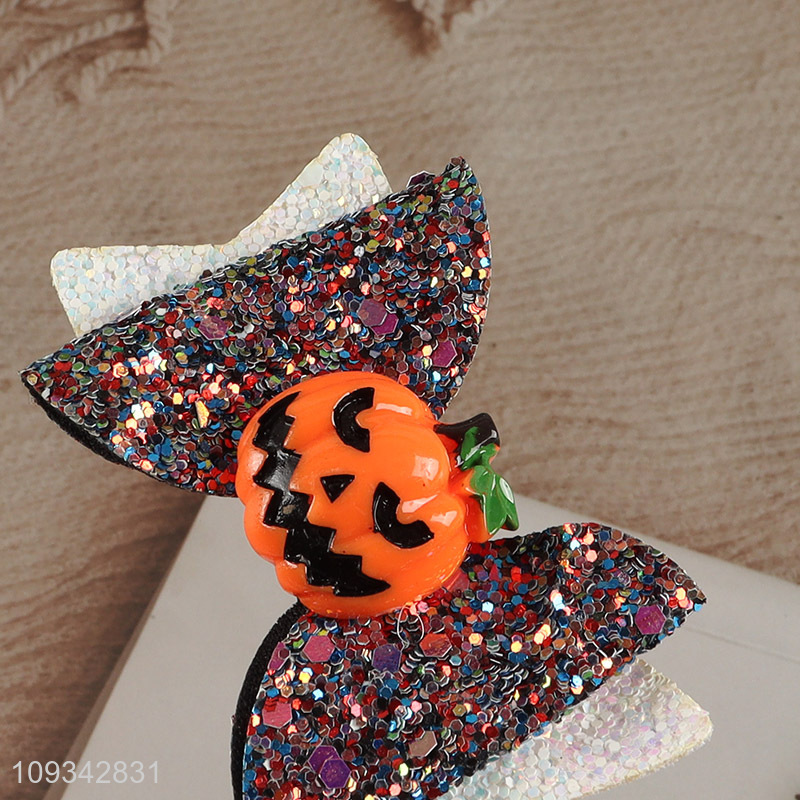 China wholesale Halloween glitter bow hair accessories