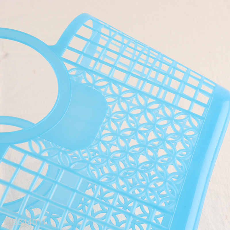 Good price blue plastic hollow storage basket