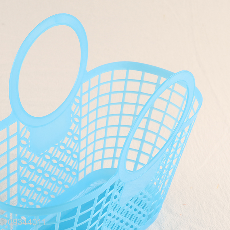 Good price blue plastic hollow storage basket