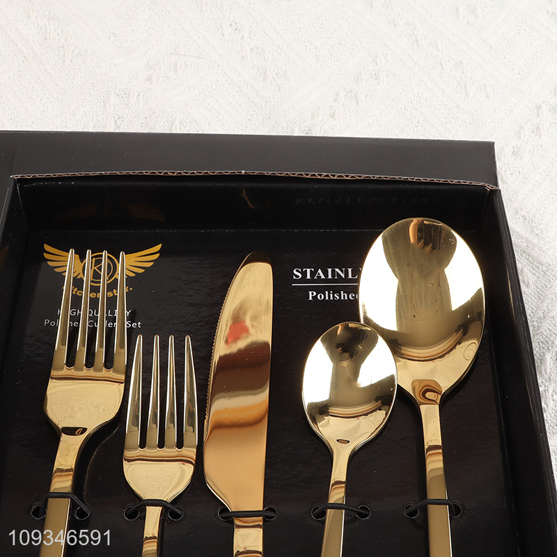 Popular products golden stainless steel cutlery set for home