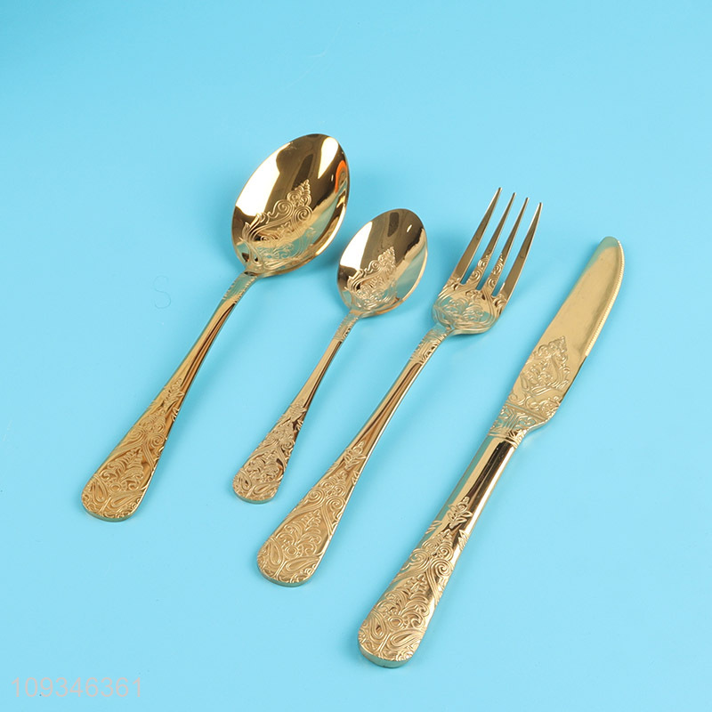 Low price golden 24pcs cutlery set tableware set