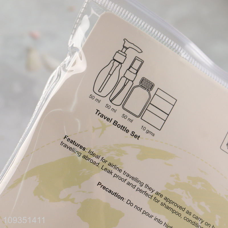 China wholesale 5pcs travel kit plastic bottle