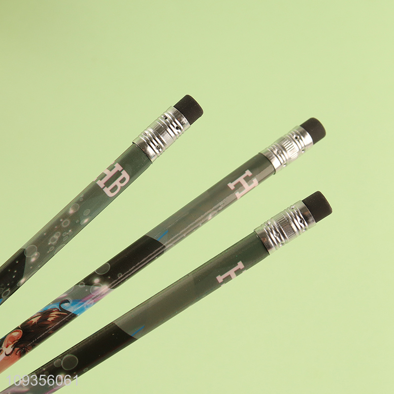 Factory direct sale 12pcs kids cartoon stationery HB pencils set