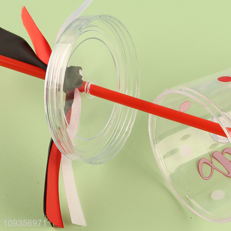 Hot selling clear plastic water cup straw cup