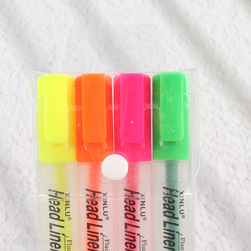 Factory direct sale 4pcs highlighter pen fluorescent pen