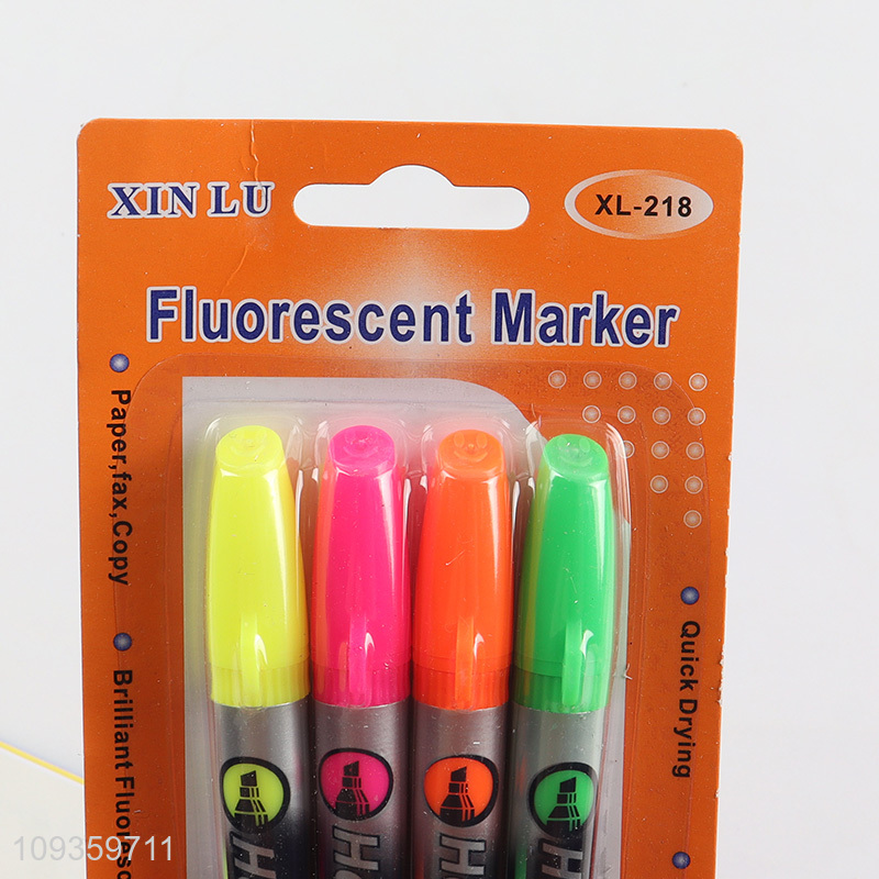 Low price 4pcs highlighter pen fluorescent pen