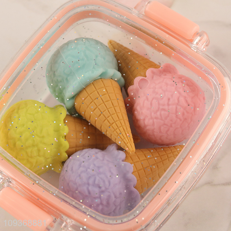 Factory supply ice cream shape stationery eraser set