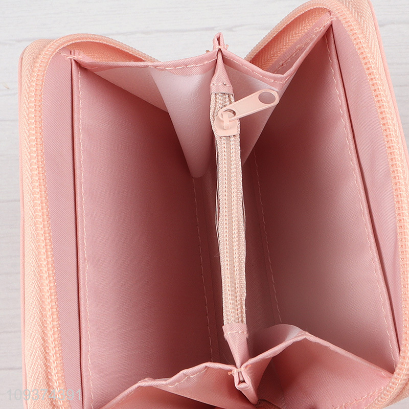 New arrival  pink cartoon printed leather wallet for girls