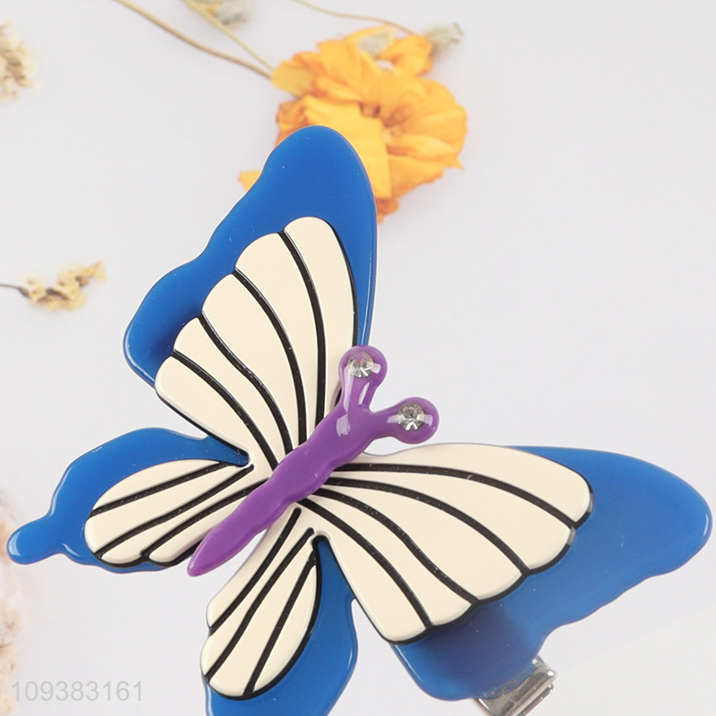 Good price Elegant Blue Butterfly Hair Barrette hair clip