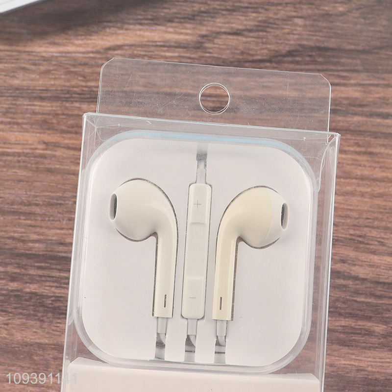 Good quality white wired earphones earbuds with microphone