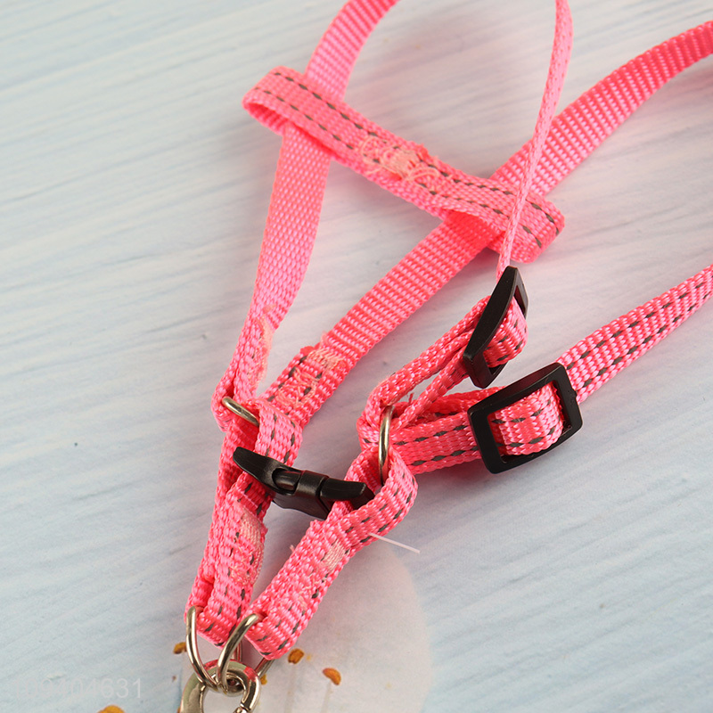 New style pink adjustable dog harness and leash set