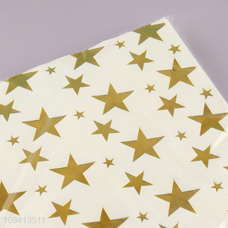 Good quality gold foil star pattern disposable paper napkins