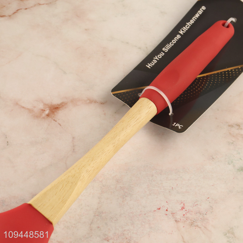 Good selling silicone slotted spoon with wooden handle