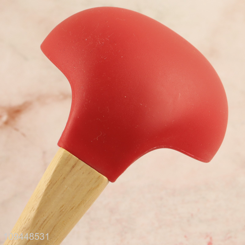 New arrival  silicone soup ladle with wooden handle