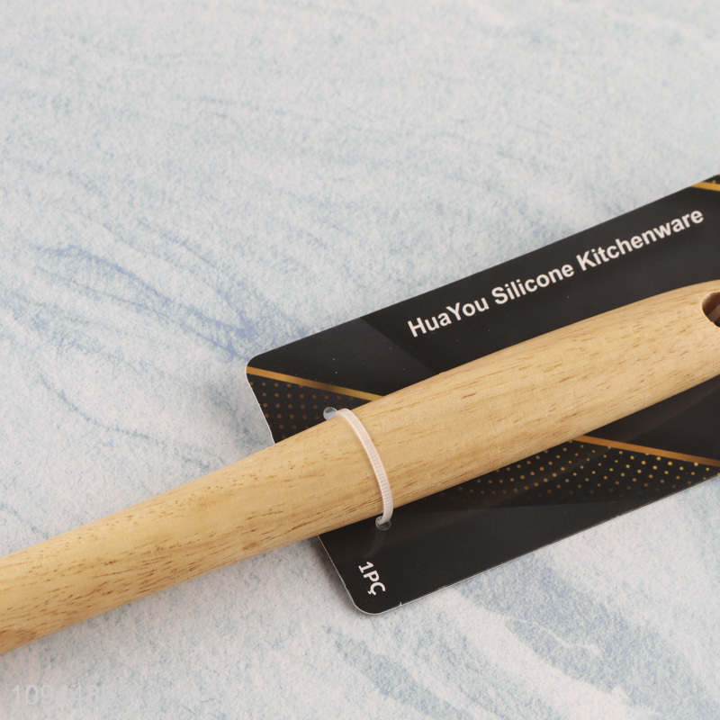 Hot products wooden handle silicone slotted spoon