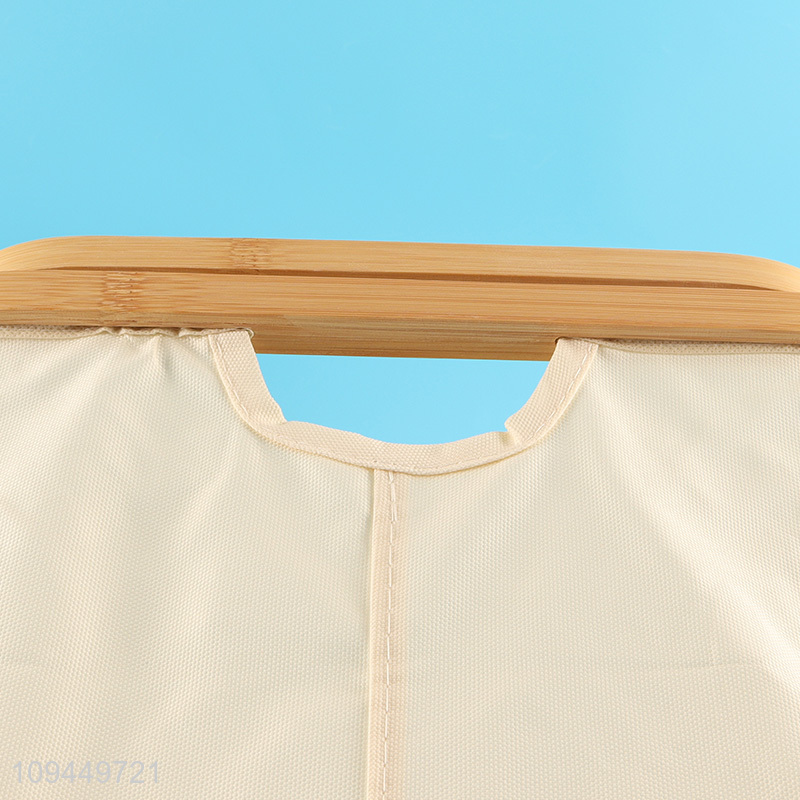 Hot sale polyester storage basket with bamboo handle