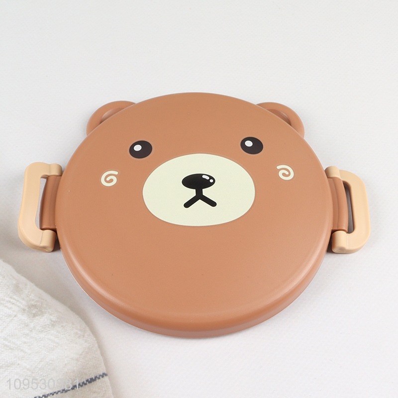 Latest products 1000ml bear round lunch box with spoon and fork