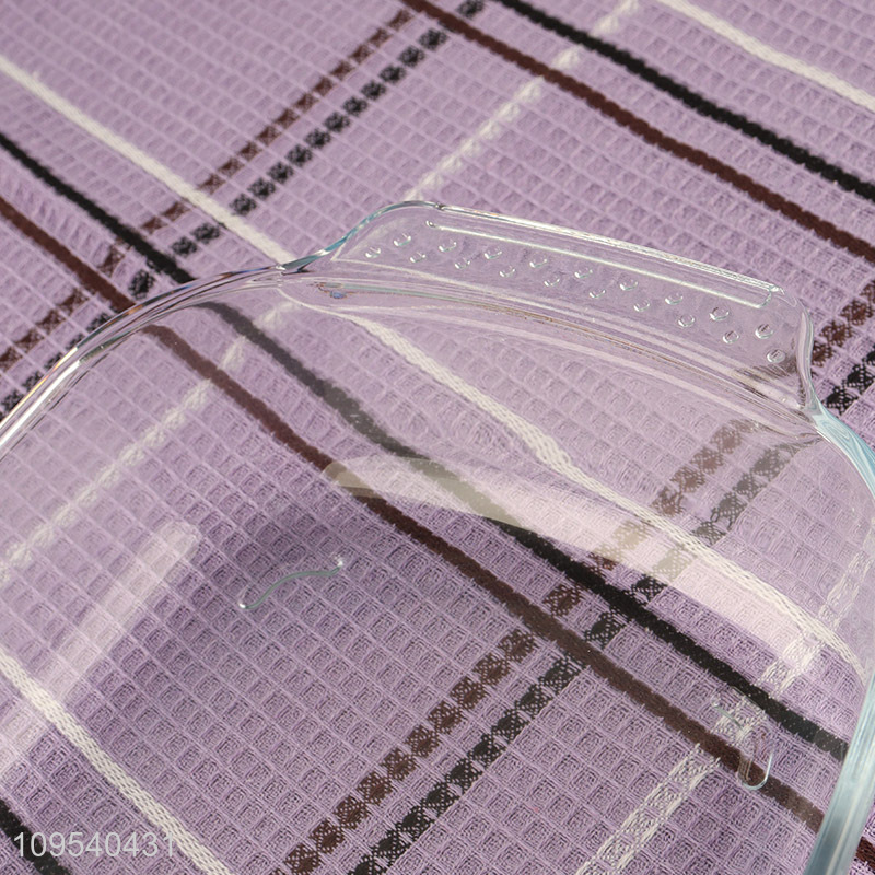 Low price clear glass tableware plate with handle